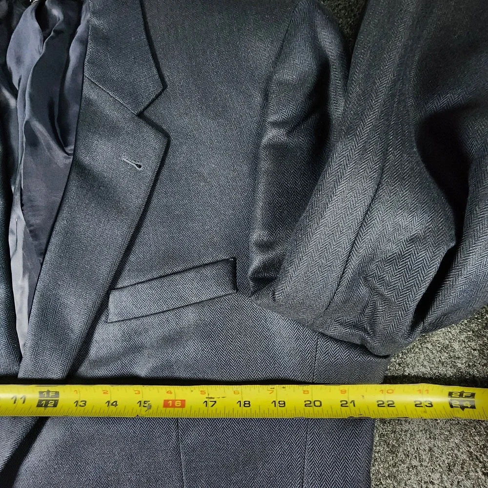Jos A Banks Mens 43R Navy Blue Herringbone Sport Coat Blazer Silk & Camel‎ Hair
